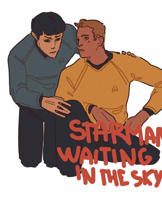 I love how my spirk is kind of a mix between tos and aos because they're definitely young but also my art in general looks pretty retro at times 