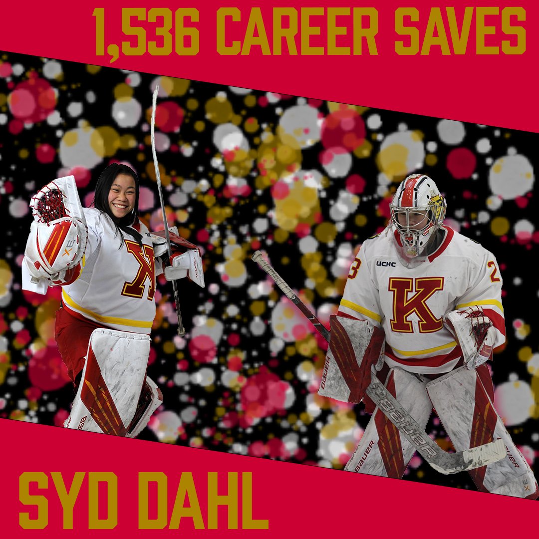 WIH | BROKEN RECORD! @KingsWHockey goaltender Syd Dahl sets the career saves mark with her 1,536 career save in this afternoon's contest against Alvernia! #MonarchNation // #EarnTheCrown