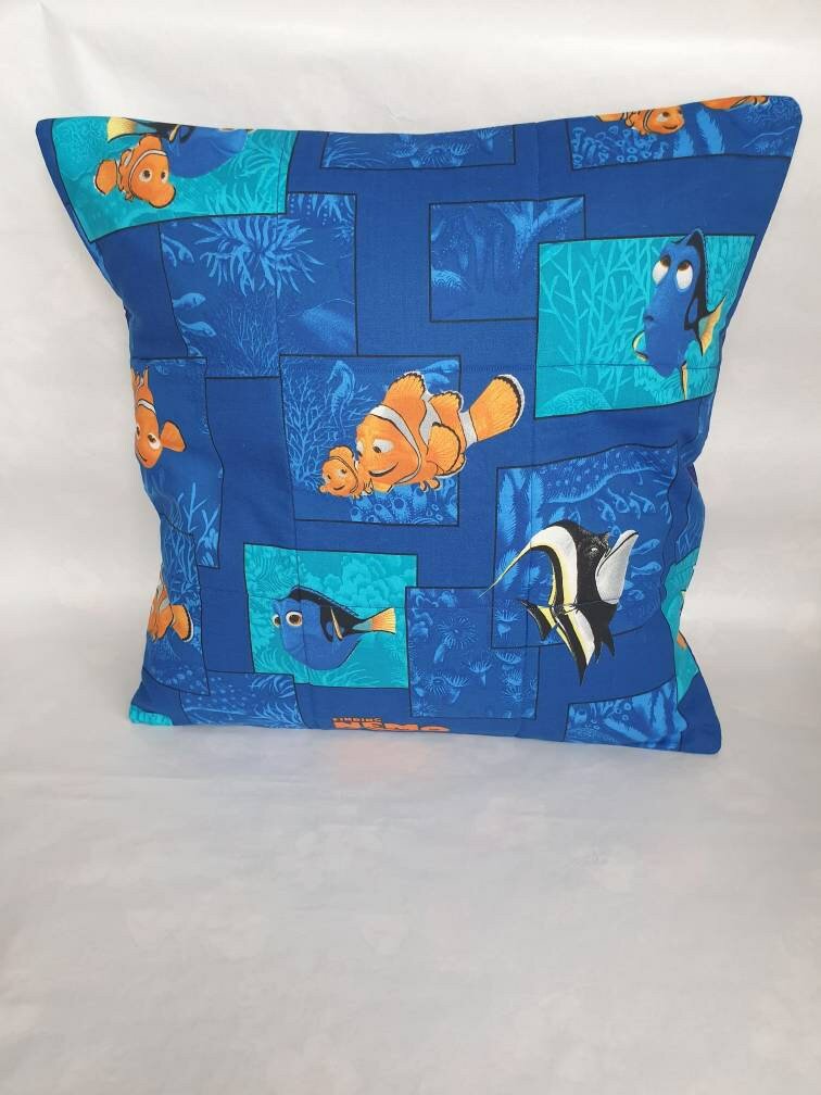 Excited to share the latest addition to my #etsy shop: Finding Nemo Patchwork Cushion Cover, Blue colour, 16inch x16inch #square #kidsbedrooms #cushioncover #childrengift #patchwork #findingnemo #thelittlesewingwheel  etsy.me/3IuCPdD