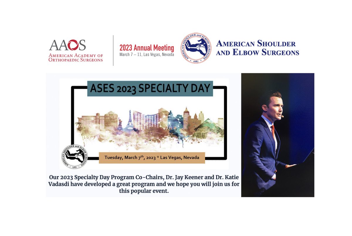 Excited to present our research on implant position in shoulder surgery at the 2023 @aaos/ASES specialty day in Las Vegas! A true honor to be one of the chosen to be a part of this great #worldwide educational program. @ASESmembers @AAOS1