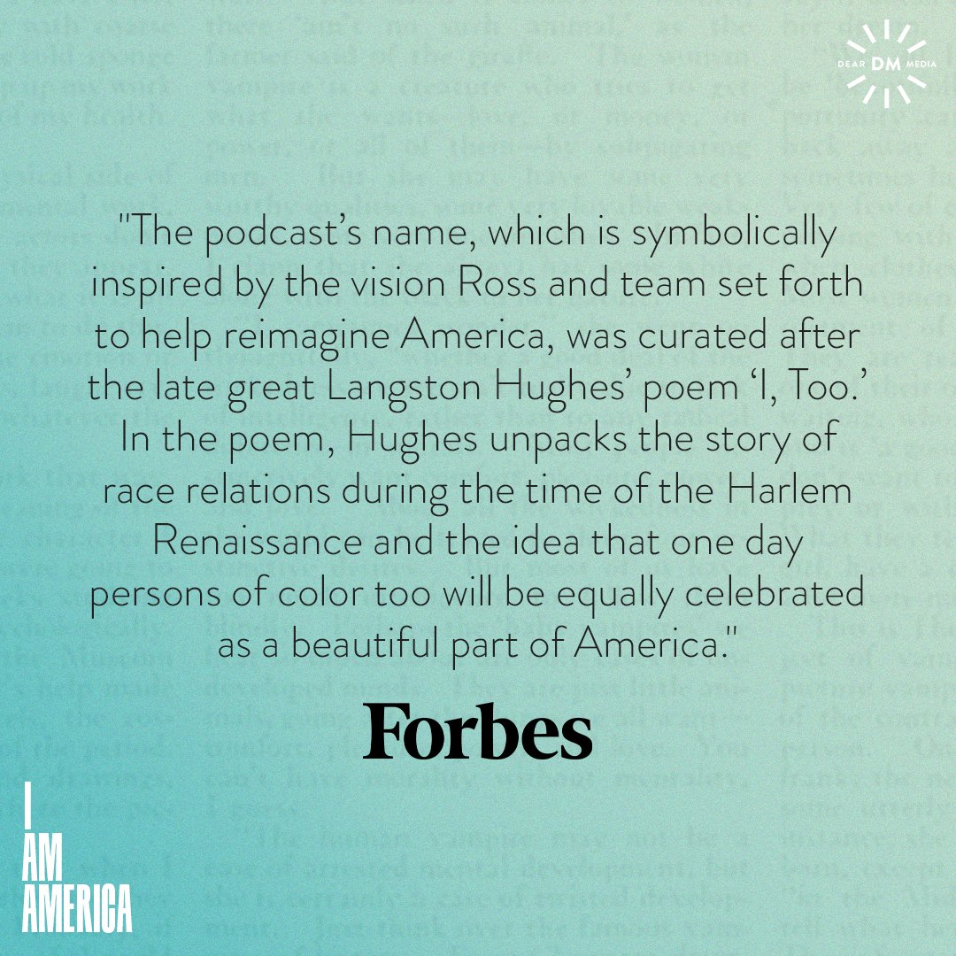 dearmediastudio's tweet photo. See how #IAmAmerica a Dear Media Original podcast series presented by @TraceeEllisRoss is captivating audiences with stories of everyday people affecting their communities with kindness and humanity @Forbes @GMA @guardian @ParadeMagazine https://t.co/wO9J4gBls1