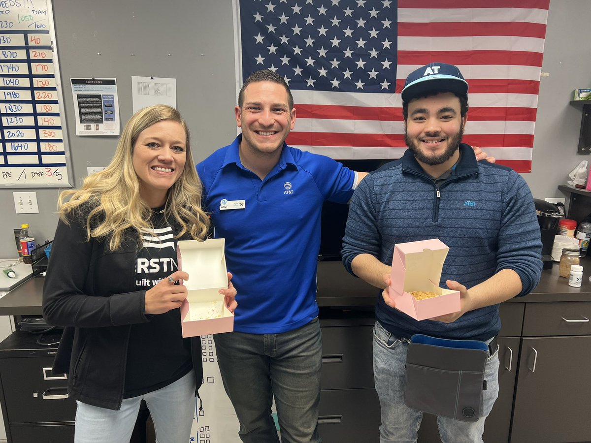 Happy 12 Year AT&amp;T Anniversary to Lyndsey Dunn and 1 Year to Tyler Wingo.  Crumble cookie to celebrate!