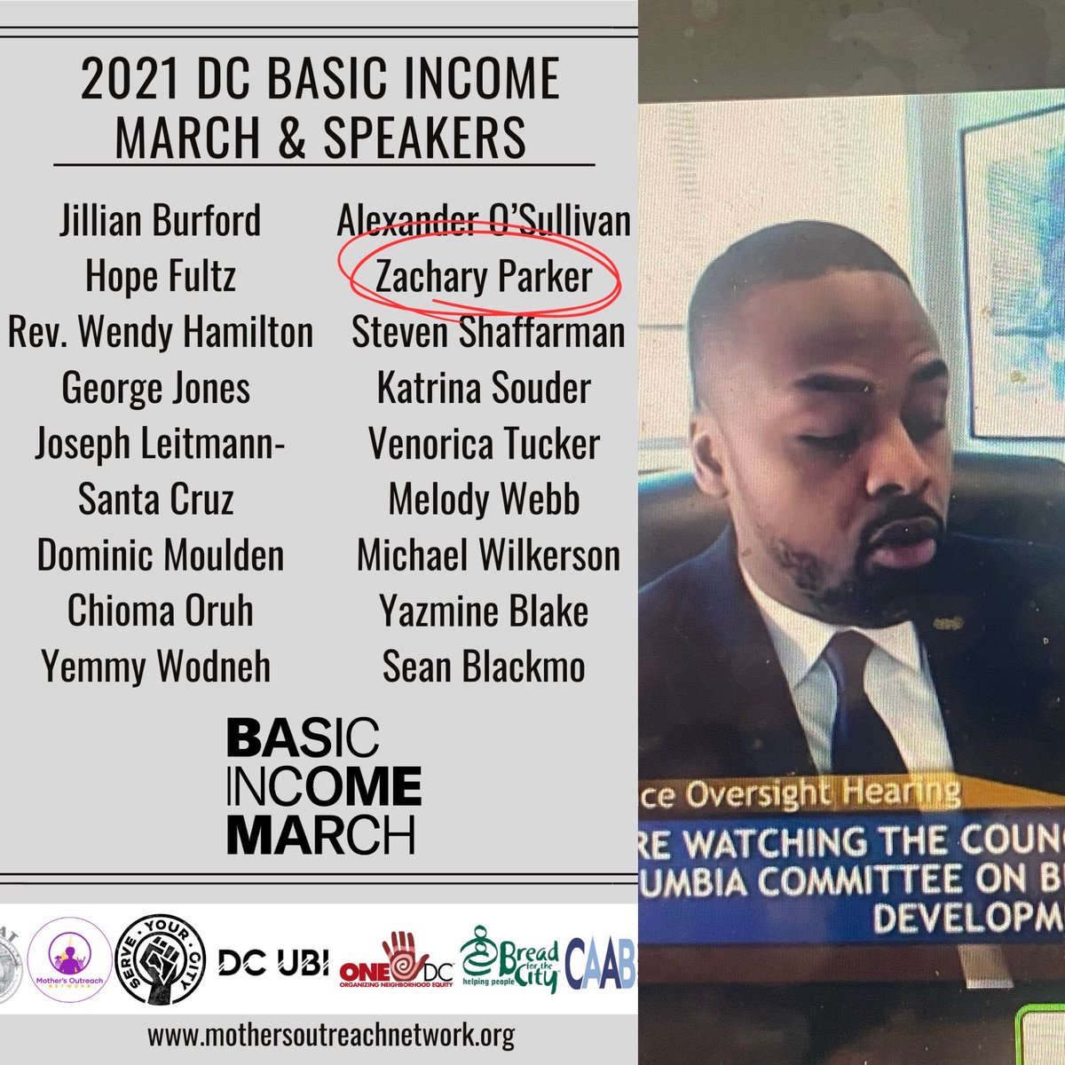 Council member Parker @CMZParker5  has been a longtime supporter of #guaranteedincome. He rallied at our 2021 Basic Income March. We applaud his support in 2023 for a basic income and a local #childtaxcredit! 👏👏 @BreadfortheCity @DCGICoalition @ServeYourCityDC @_ONEDC