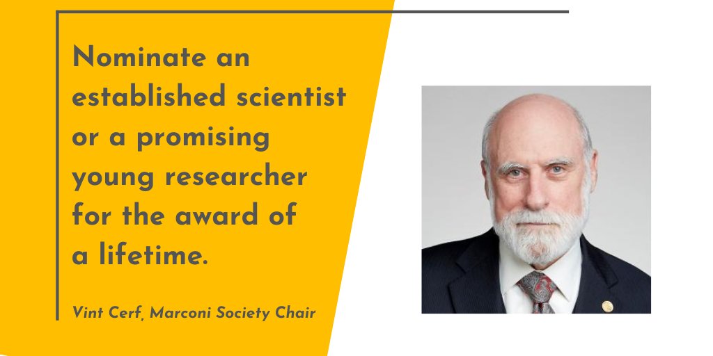 The Marconi Society (@marconisociety) on Twitter photo Nominations are open for the #MarconiPrize and Young Scholar Awards! Marconi Prize recipients join
<a href="/Alamouti/">Hamid Mirzaei</a> <a href="/vgcerf/">vinton g cerf</a> <a href="/MartyMobile/">Martin Cooper</a> <a href="/RobertMMetcalfe/">Bob Metcalfe</a> & more. Past Young Scholars include <a href="/achowdhery/">Aakanksha Chowdhery</a> <a href="/ghasempourEE/">Yasaman Ghasempour</a> <a href="/BharadiaDinesh/">Dinesh Bharadia</a> & more. Learn more here: marconisociety.org/magazine/honor… Nominations are open for the #MarconiPrize and Young Scholar Awards! Marconi Prize recipients join
<a href="/Alamouti/">Hamid Mirzaei</a> <a href="/vgcerf/">vinton g cerf</a> <a href="/MartyMobile/">Martin Cooper</a> <a href="/RobertMMetcalfe/">Bob Metcalfe</a> & more. Past Young Scholars include <a href="/achowdhery/">Aakanksha Chowdhery</a> <a href="/ghasempourEE/">Yasaman Ghasempour</a> <a href="/BharadiaDinesh/">Dinesh Bharadia</a> & more. Learn more here: marconisociety.org/magazine/honor…