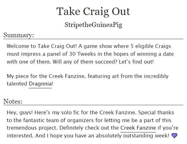 StripethePerson's tweet photo. I present to you my story for the @creekfanzine! Special thanks to @Dragnnia for the incredible fanart. I hope you all enjoy! 💜 

Here's a link to the fic: https://t.co/sQNUdlyD6t https://t.co/XhMr73oXF2