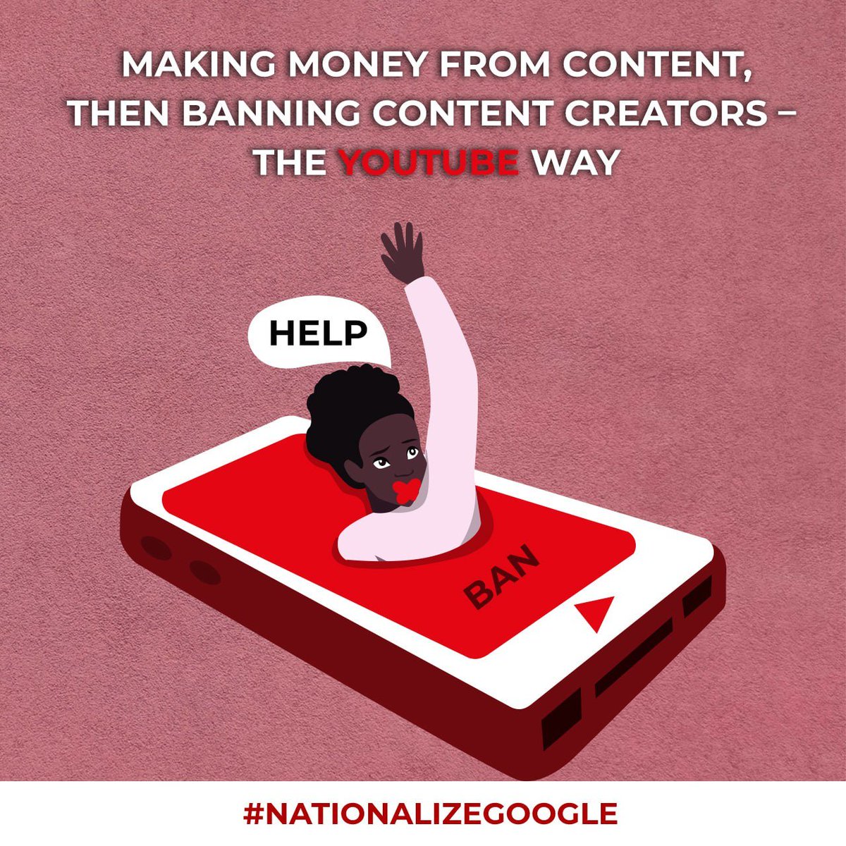 Join #NationalizeGoogle

#YouTubeAgainstHumanity #youtuberepression
#YouTubeAgainstTruth #democracyunderattack
#CreativeSociety #SurvivalinUnity #FreedomofSpeech #TwitterFiles #BigTechCensorship @Google @YouTube