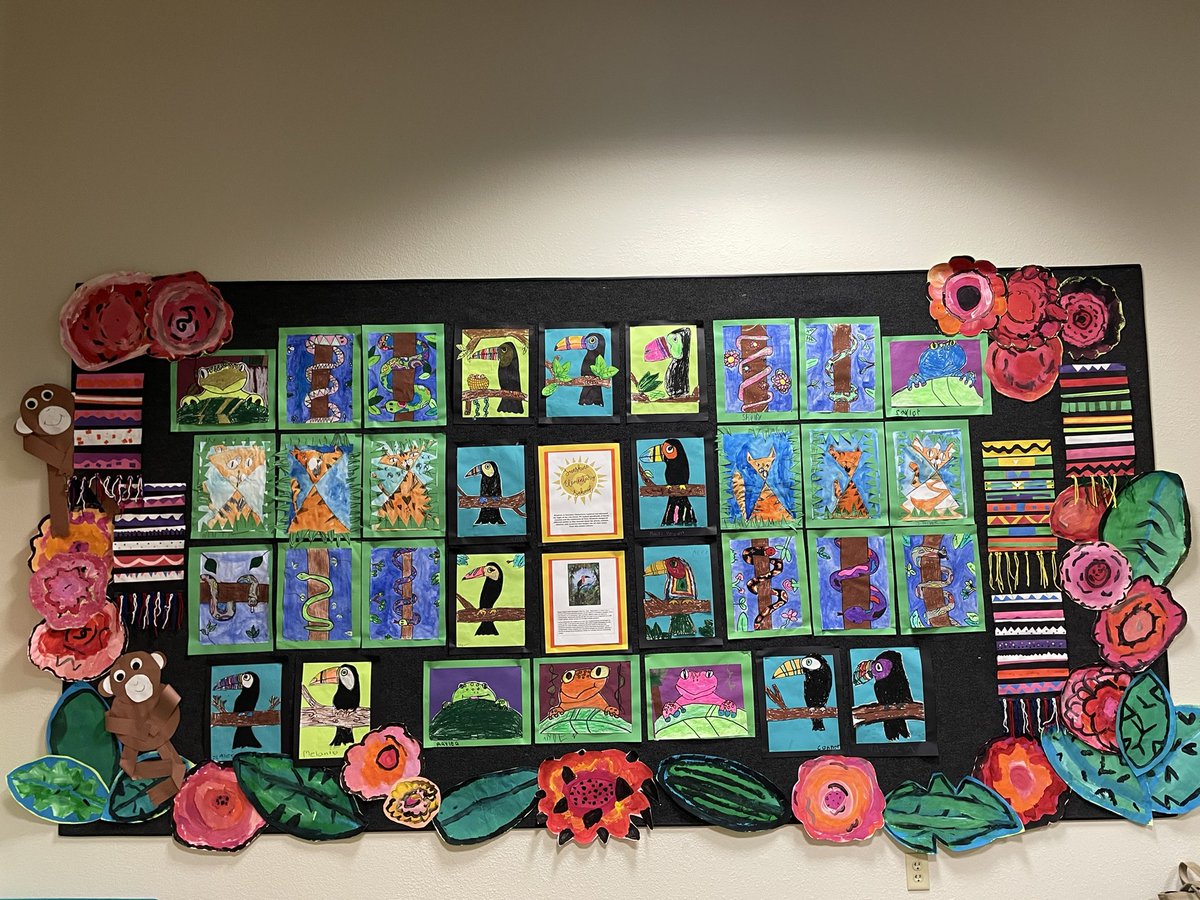 jencottengim's tweet photo. Sunshine Elementary Jungle themed Community Showcase at KAC~This is MY jungle, these are MY monkeys 🙊 🎨 🖌️ ❤️ #bestjobever #SPSK5Art @SunshineBees #ArtMatters #PeruvianJungle #arted https://t.co/Ex5YcAf17S