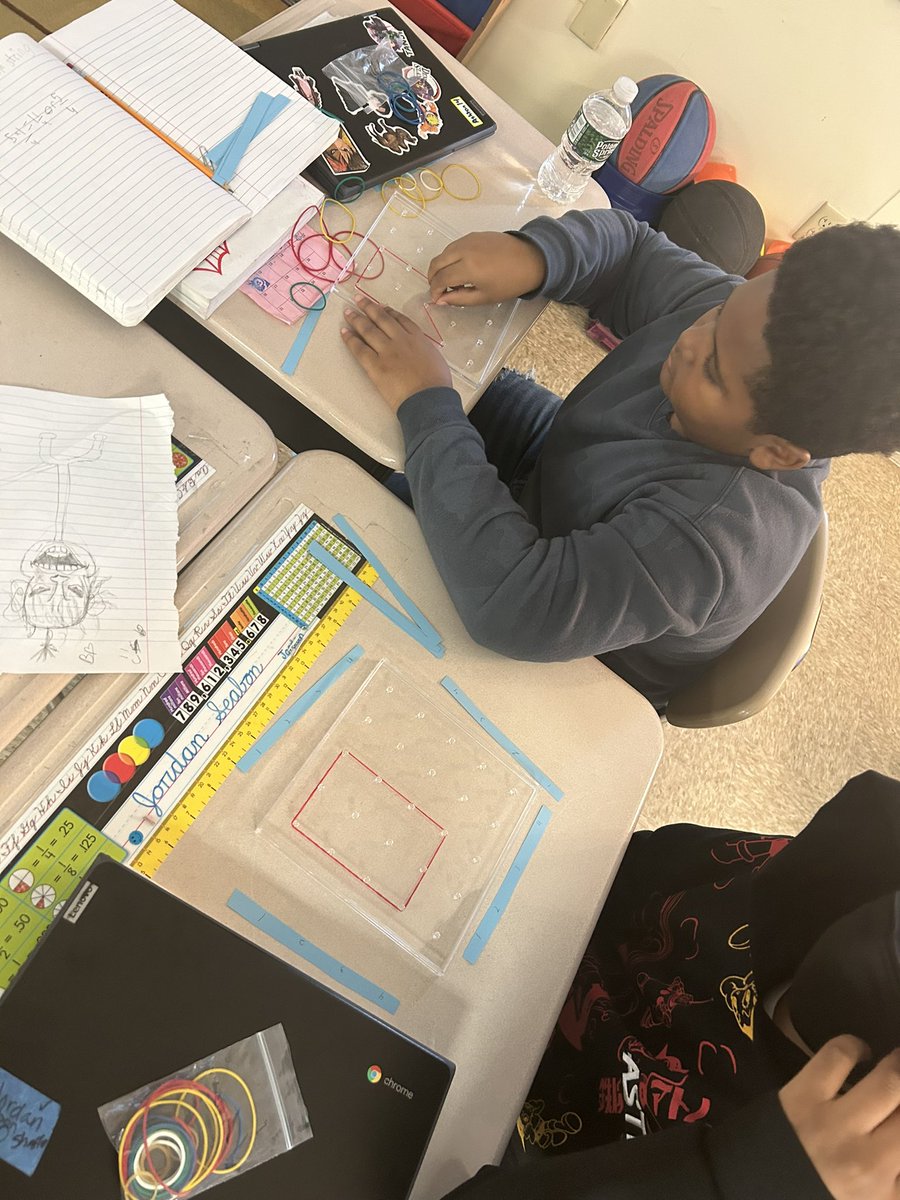 Fun with geoboards in <a href="/hazshaffer/">Hillary Z Shaffer</a>’s fifth grade class! <a href="/EsOakleigh/">Oakleigh ES_BCPS</a>