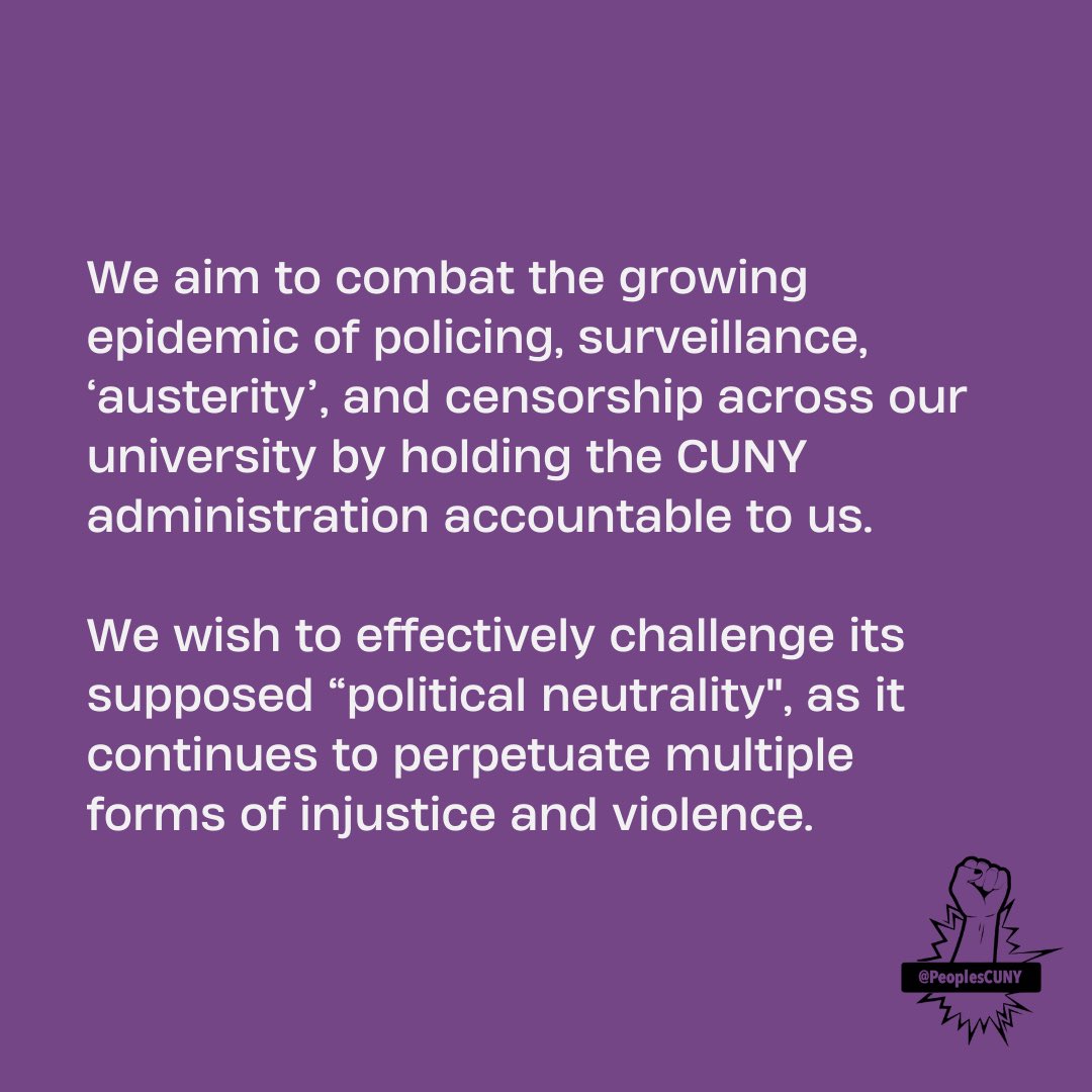 PeoplesCUNY's tweet photo. After six months of discussion and planning, we are excited to announce the launch event that begins to aim towards a new CUNY - a People’s CUNY.

#PeoplesCUNY
#HoldCUNYAccountable https://t.co/7Hm4SpFJ4M