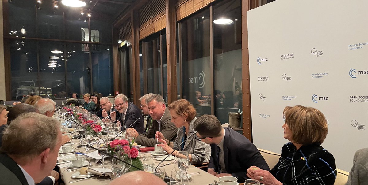 lykkefriis's tweet photo. Fabulous @ecfr dinner at @MunSecConf Sneak preview of opinion poll coming out next week on Putin’s war - presented by Ivan Krastev, @fromTGA and @markhleonard Excellent comments by @SpeakerPelosi and @DavidLammy @thinkeuropa #eudk https://t.co/GBBwYJsBSt