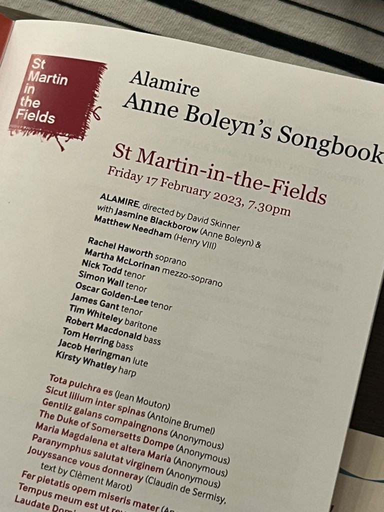 JohnLeeRockyRd's tweet photo. Fabulous  performance tonight by @Alamire Anne Boleyn’s Songbook @stmartins_music congratulations and well sung @OGoldenLee director David Skinner. Jasmine Blackborow as Anne Boleyn and Matthew Needham as Henry V111. Speechless https://t.co/b2FSDOLSoE