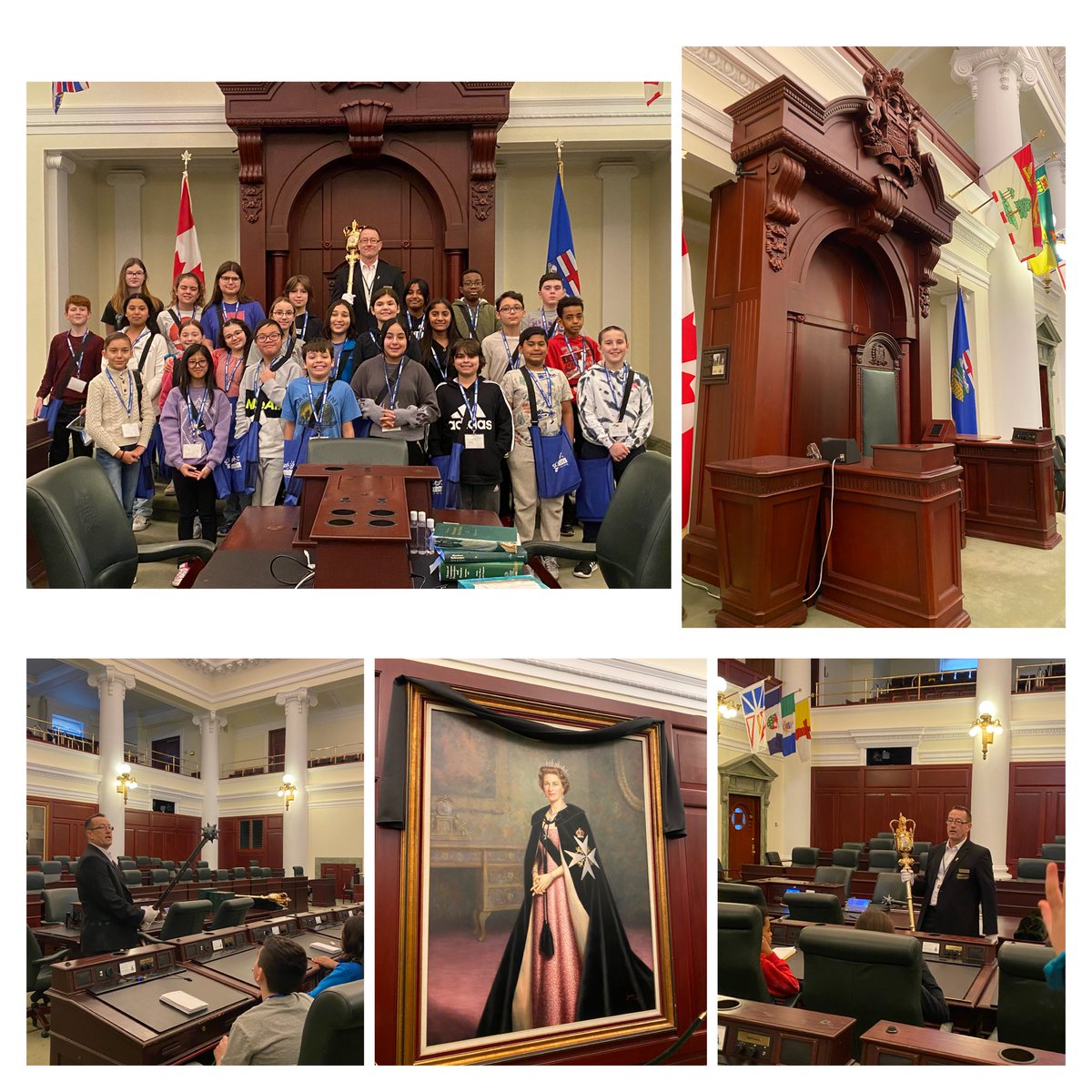 MrsAPereira's tweet photo. Today @StJohnBoscoYEG 6C wrapped up our School at the Legislature week. We learned about the famous 5, saw the Magic spot, went to the media room and met with the Deputy Sergeant at Arms. Thank you to @LegAssemblyofAB and our School at the Legislature leader for the amazing week. https://t.co/rWM2Hzcqf8