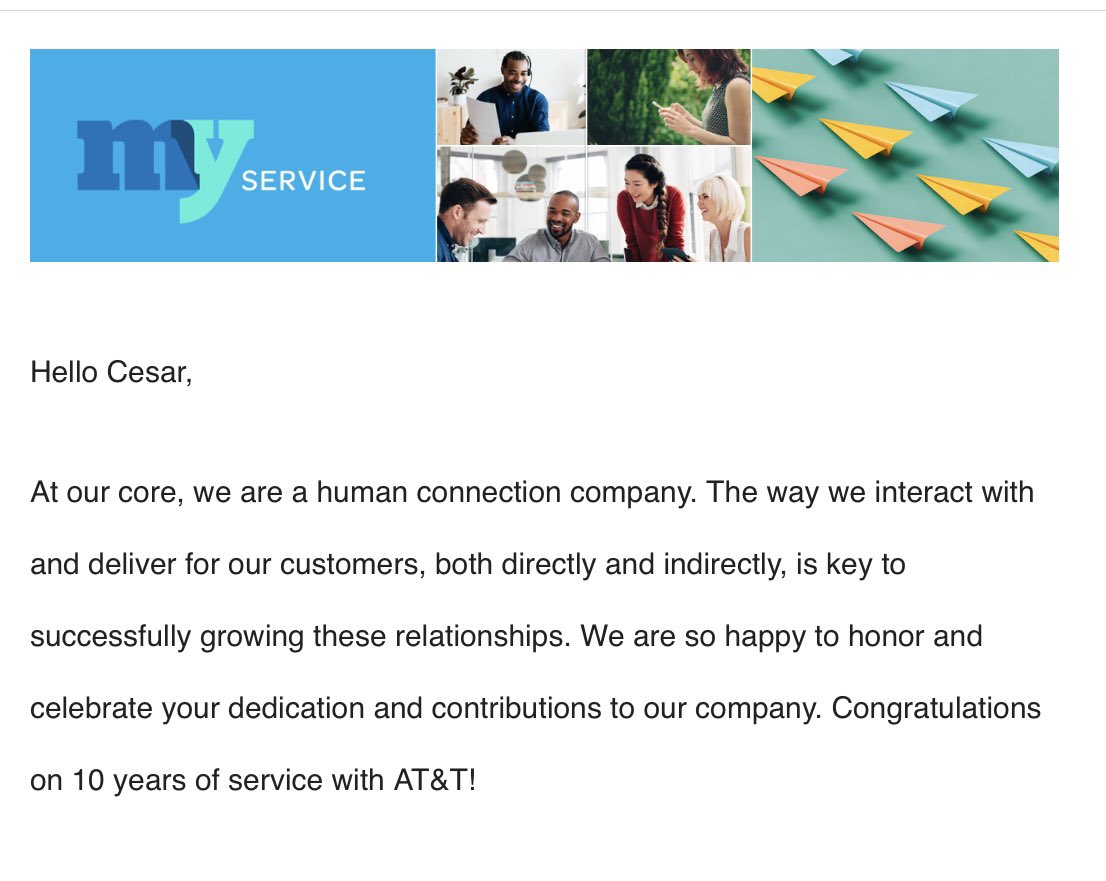 CesarCazarez7's tweet photo. I worked so hard to get to where I am and it only goes up from here. Celebrating a decade! @ATT https://t.co/eiU43cmJXN
