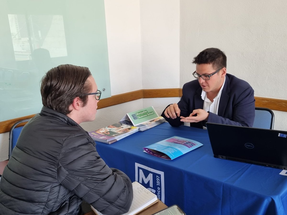 KrisztinaWale's tweet photo. Les rendez-vous de recrutement ont bien démarré à @AFmty dans le cadre de #tmef @CampusFranceMex @CampusFrance Les masters en business &amp; management intéressent les étudiants mexicains! @essec @ESSCA_Ecole @RennesSB @Montpellier_BS https://t.co/LNOhr1uQKD
