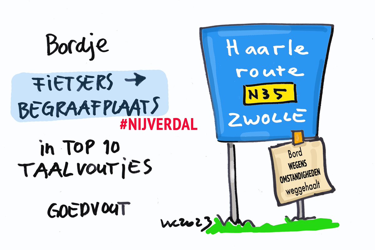 Bordje #Fietsersbegraafplaats weggehaalt #wegensomstandigheden  <a href="/Taalvoutjes/">Taalvoutjes</a> <a href="/HELLENDOORNnl/">Gemeente Hellendoorn</a> <a href="/PBHaarle/">Haarle (gem Hellendoorn)</a> #N35 #Goedvout #top10 <a href="/innijverdal/">Leven in Nijverdal</a>
