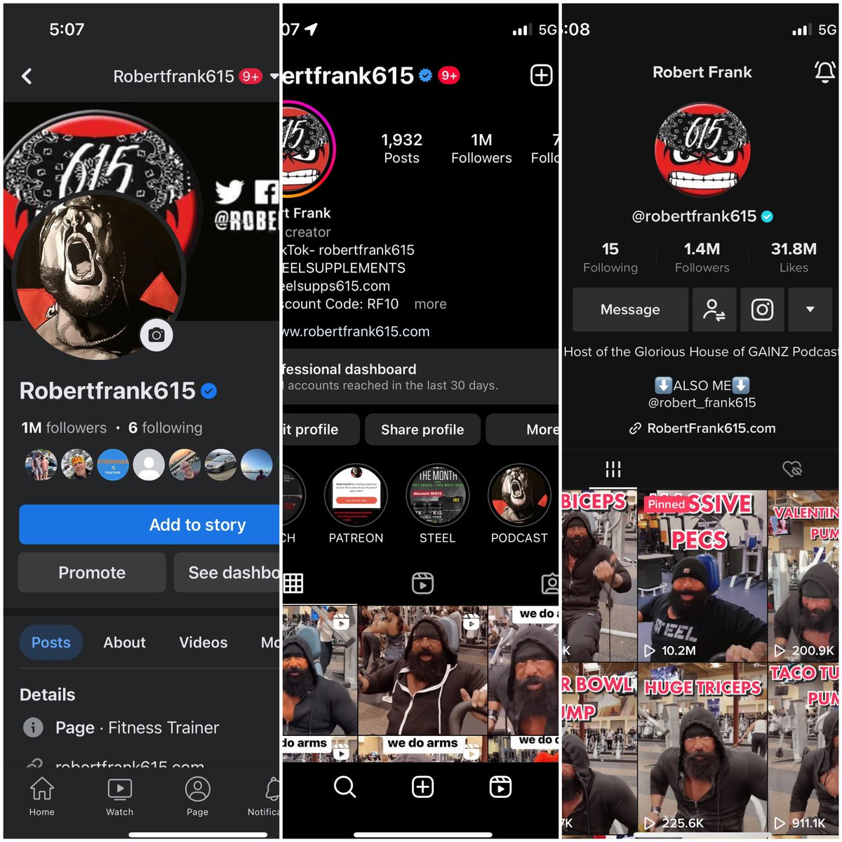 Robertfrank615's tweet photo. Took a while, but just cracked 1M on three different platforms. YouTube is next. Then Rumble. Then Twitt...... eh never mind 😄😁 https://t.co/wveEaDxNlf
