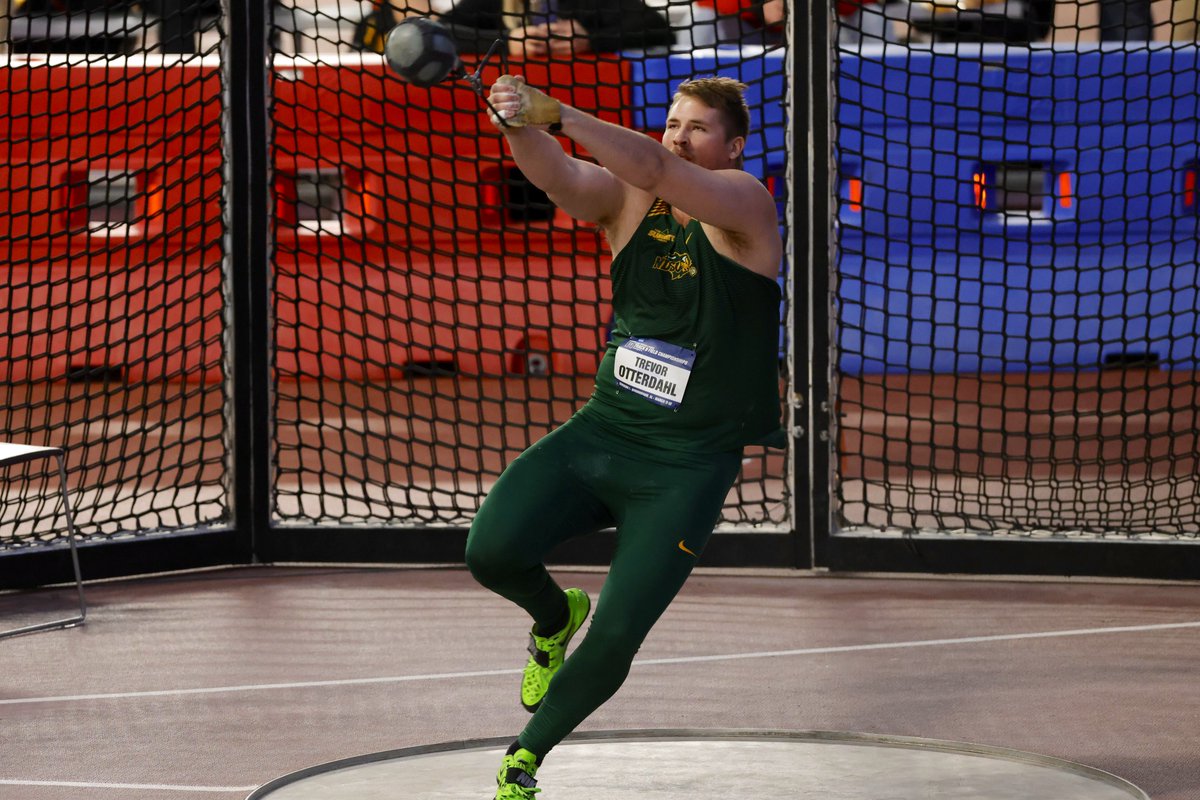 NDSUTrackField's tweet photo. Trevor Otterdahl placed 9th in the weight throw at the USATF Indoor Championships with a mark of 72-7 ¼ (22.13m). https://t.co/fz9YneTXEs