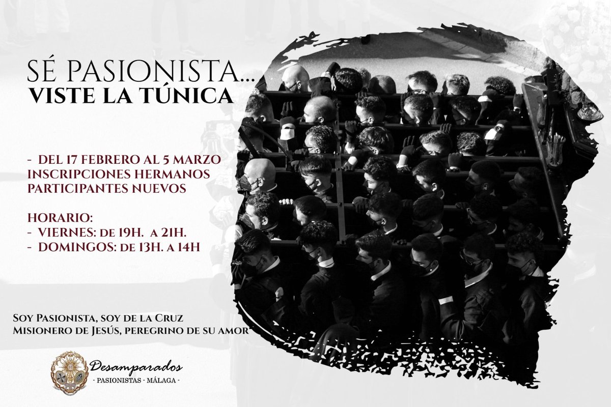 GPDesamparados's tweet photo. Sé Pasionista...

Te esperamos.

#SábadodePasión
#CofradíasMLG
#DesamparadosMLG
#Goretti
#SoyPasionista https://t.co/apSyWAT4uI