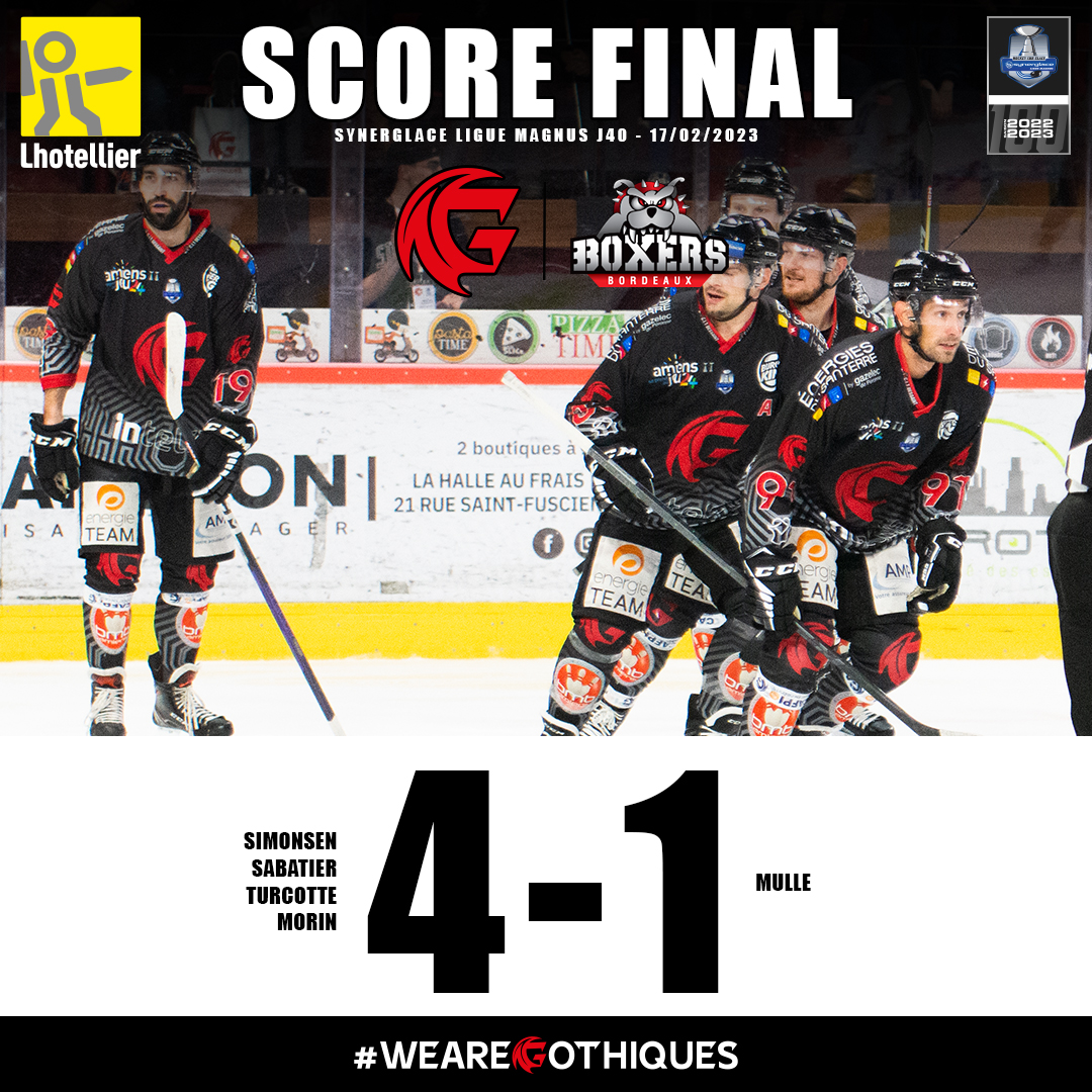 Gothiques_AHE's tweet photo. || AMIENS x BORDEAUX ||

Le Groupe Lhotellier vous présente le résultat du match :

Nos Gothiques ont réalisé une grosse bataille pour s’imposer face à Bordeaux 💪

Prochain match au Coliseum vendredi 24 face à Mulhouse !
 🎟 https://t.co/oeseDJAseq

 #wearegothiques https://t.co/aaeO0R87It