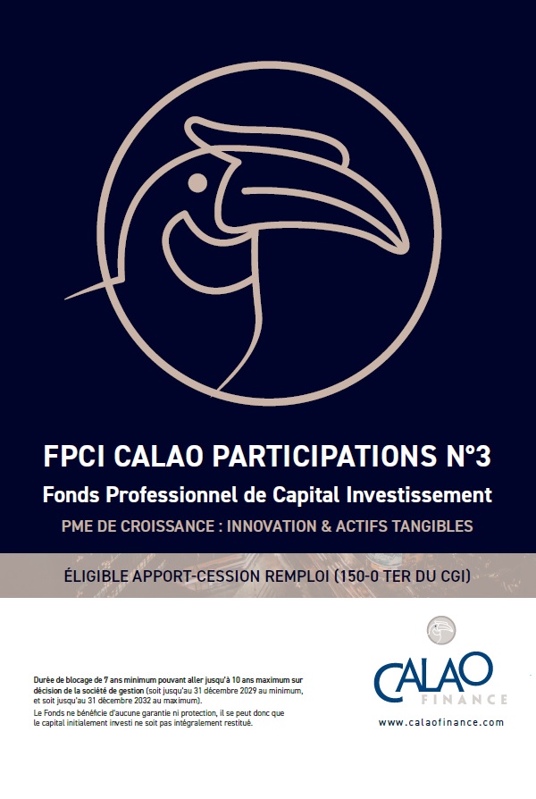 Notre nouveau Fonds professionnel #FCPI le 3ème opus de la gamme est éligible comme solution d'investissement au titre de l'apport cession #remploi (150 - 0 B ter du CGI), il investit dans l'ensemble de nos thématiques #privatequity
En savoir plus 👉calaofinance.com/fr/gestion/fon…