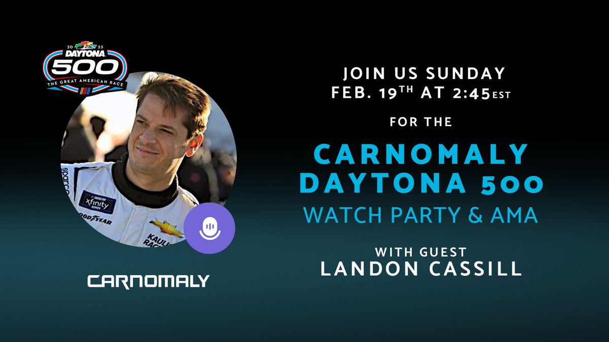Carnomaly (@carnomaly) on Twitter photo Join us this Sunday on #TwitterSpaces to talk about #NASCAR #Crypto and cars, with special guest <a href="/landoncassill/">landon cassill</a>
The #DAYTONA500 live on <a href="/NASCARONFOX/">FOX: NASCAR</a> Join us this Sunday on #TwitterSpaces to talk about #NASCAR #Crypto and cars, with special guest <a href="/landoncassill/">landon cassill</a>
The #DAYTONA500 live on <a href="/NASCARONFOX/">FOX: NASCAR</a>