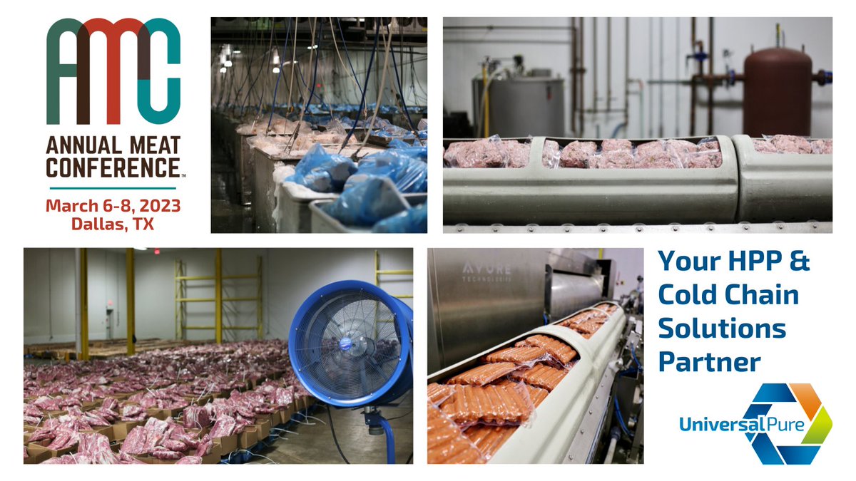 Universal_Pure's tweet image. Will you be at the 𝗔𝗻𝗻𝘂𝗮𝗹 𝗠𝗲𝗮𝘁 𝗖𝗼𝗻𝗳𝗲𝗿𝗲𝗻𝗰𝗲 next month? Our team would love to connect with you and see if we can help with your protein needs. Let us know if you&apos;ll be there.

#NAMI #meatindustry #highpressureprocessing #HPP #foodsafety #coldstorage