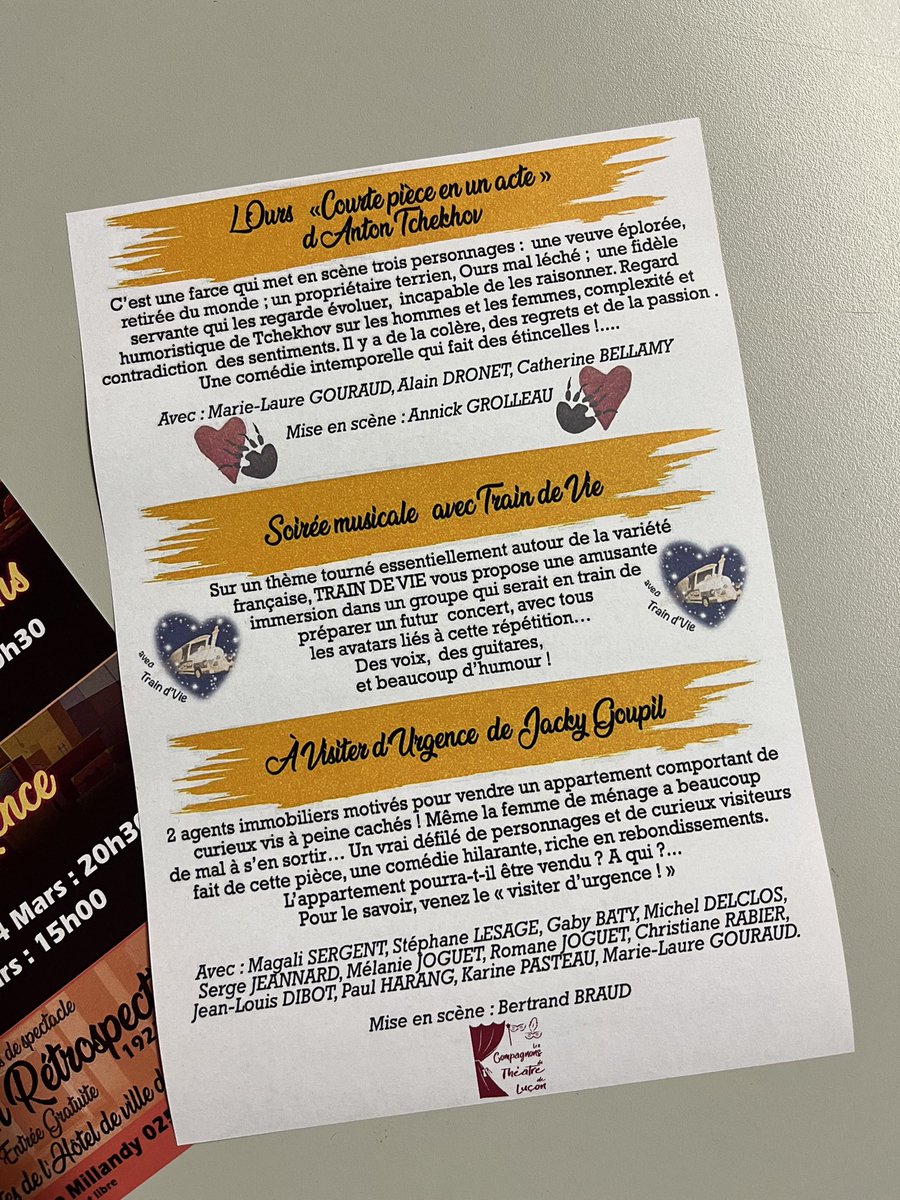 lescompagnons85's tweet photo. Les réservations décollent actuellement ! 
Alors en attendant, nous vous proposons à travers ces textes un avant goût de nos festivités !
Nous vous attendons nombreux pour fêter ce centenaire ! 
Réservations au théâtre Millandy à @villedelucon ! 🎭🎭 https://t.co/Kda6Ucuyx8