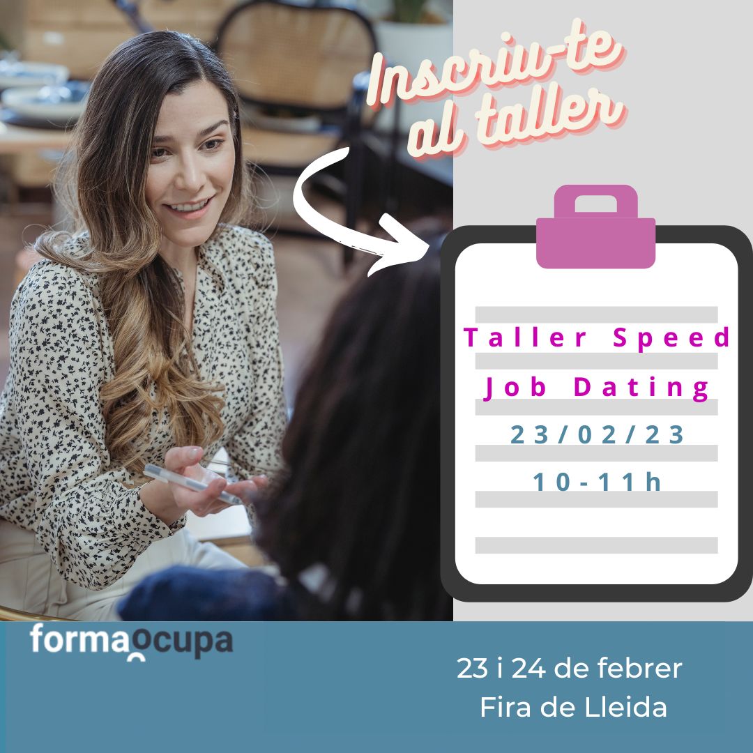 imolleida's tweet photo. 📂T’has trobat mai que et quedes a les portes
de l’entrevista de feina? Et pots apuntar al nostre taller per
preparar les cites ràpides de feina!
#imolleida #lleidaocupacio #inserciolaboral #responsabilitatsocial #insercio #ofertesdefeina #ocupació #competenciesdigitals https://t.co/P4jfxeGDrR