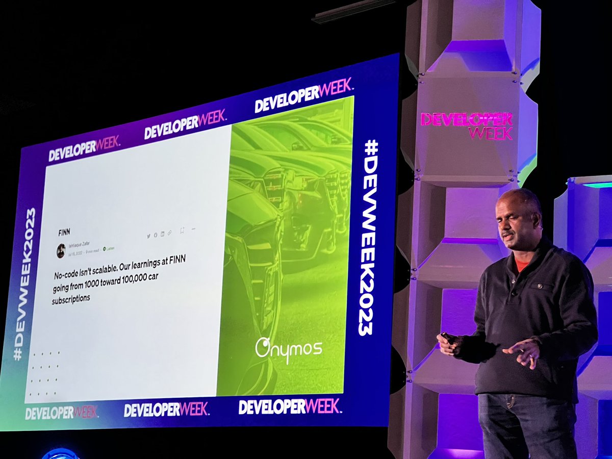 onymos's tweet image. “Pro-code tools like Onymos can rapidly accelerate the development of prototypes and MVPs without sacrificing the scalability of your app and the creativity of your developers.”@_ShivaNathan @DeveloperWeek #DevWeek2023 #DeveloperWeek2023 @