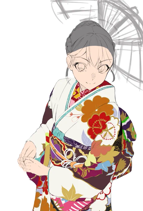 続き模様の続きを描き進めました( ˘ω˘ )もうそろそろ頭描き進めた方がいいよね 