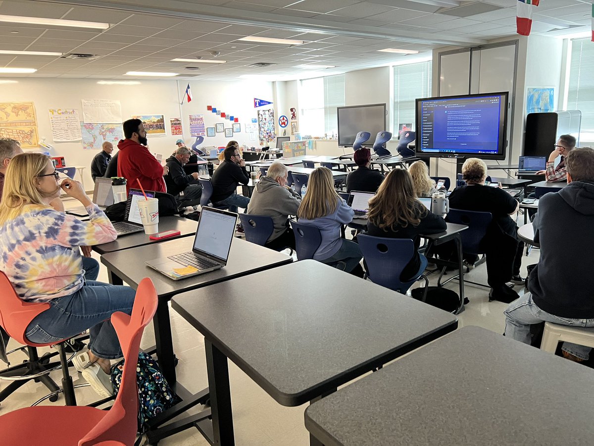 There is some lively discussion in the #MISDPawPalooza session on #ChatGPT and it’s implications on education. It’s here, like it or not…how can we leverage it for critical thinking. #MISDLearns #MISDProud <a href="/nathanpettijohn/">Nathan Pettijohn</a>