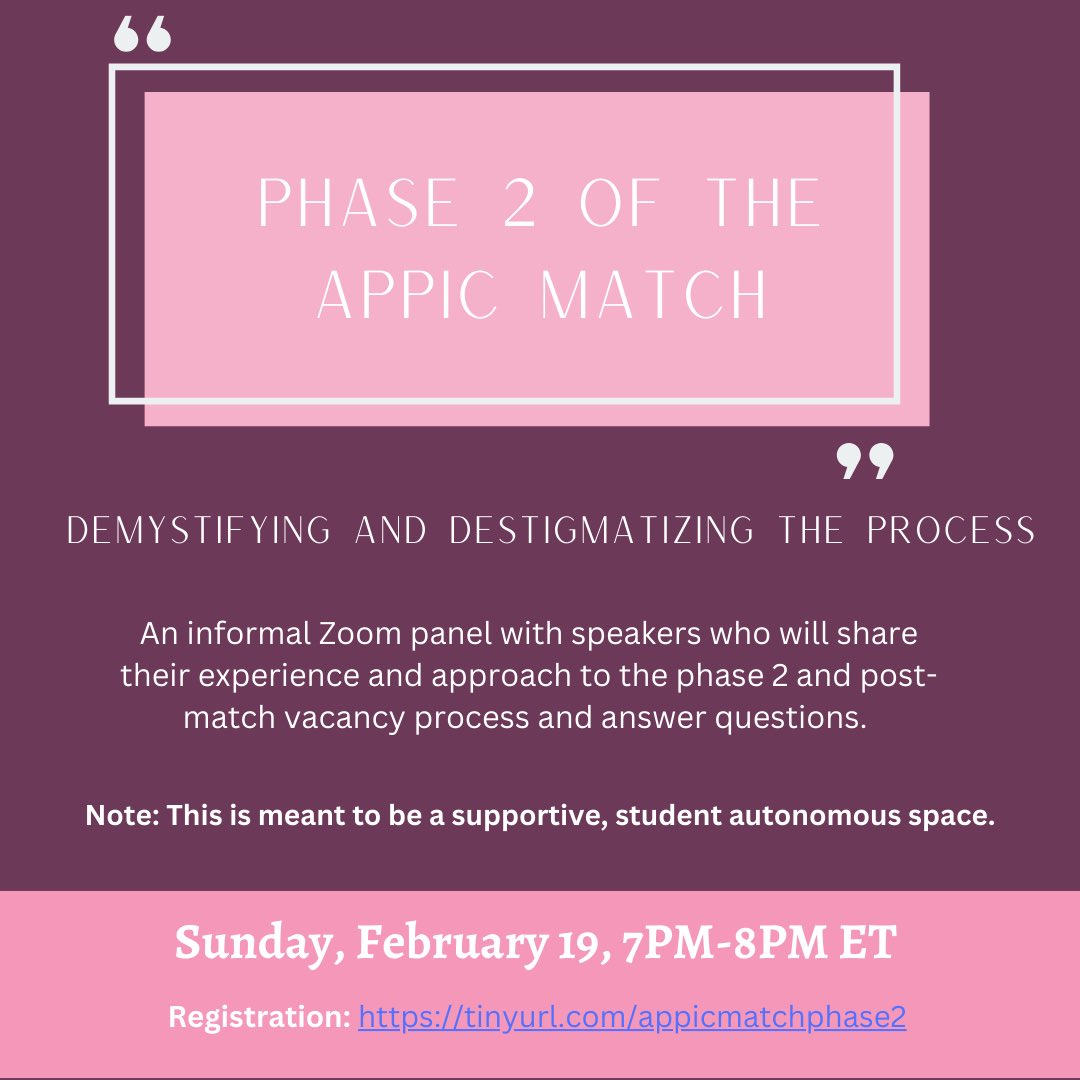 A few peers & I who’ve felt the dreadful impact & isolation of not matching in #APPIC phase(s) 1, 2, &/or post-match vacancy are offering a supportive resource for students entering phase 2. Pls share widely, & off social, accounting for those who may be choosing to stay offline.