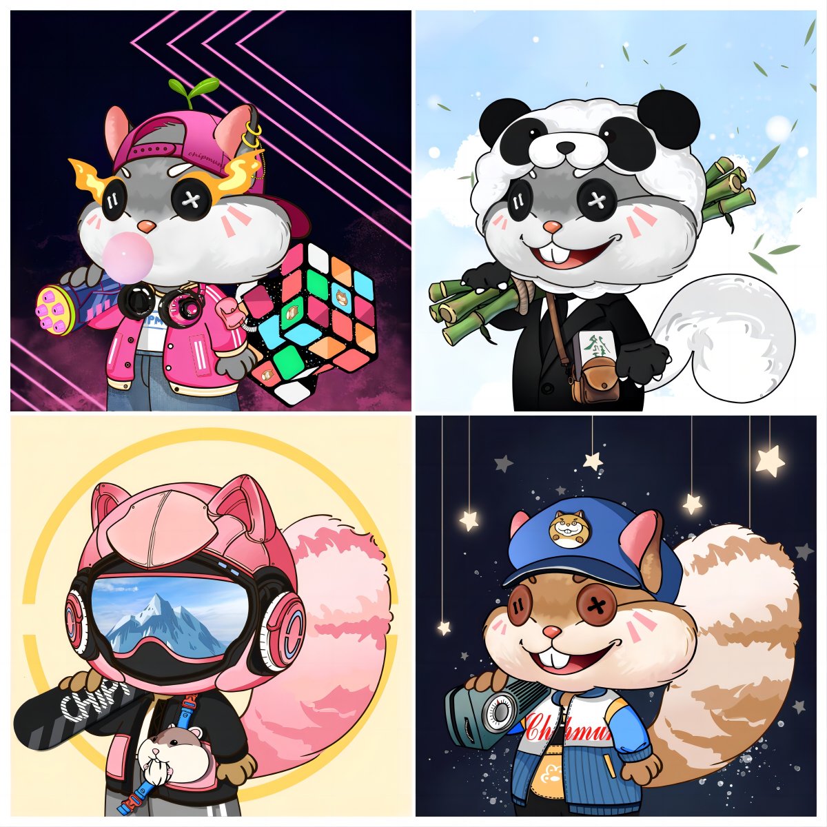 🐿️About Chipmunk Man Nft Art

🐿️Each Chipmunk Man NFT consists of 11 different features, each with 5-15 different designs. 

🐿️In theory we can combine over 1 billion different Chipmunk Man NFTs .

🐿️We will choose 1999 of them to form our Chipmunk man NFT collection