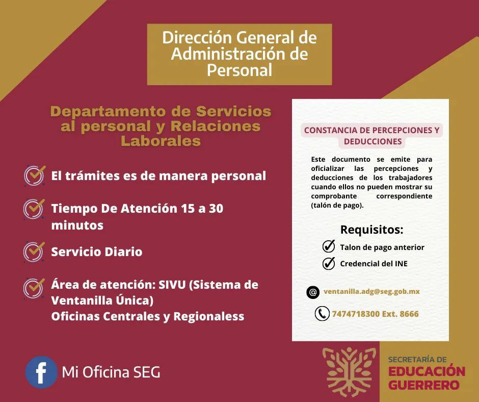 EducGuerrero's tweet photo. 📃📱#ServicioSEG| ¿Necesitas una constancia de percepciones y deducciones? Tramítala en el #SIVU de tu Delegación Regional. https://t.co/eUhJI8ZroE