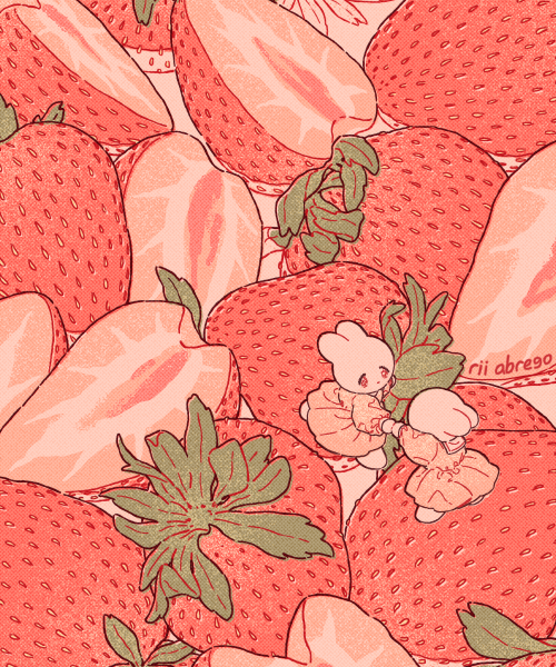 「strawberry soda  (wallpaper set below!) 」|rii abregoのイラスト