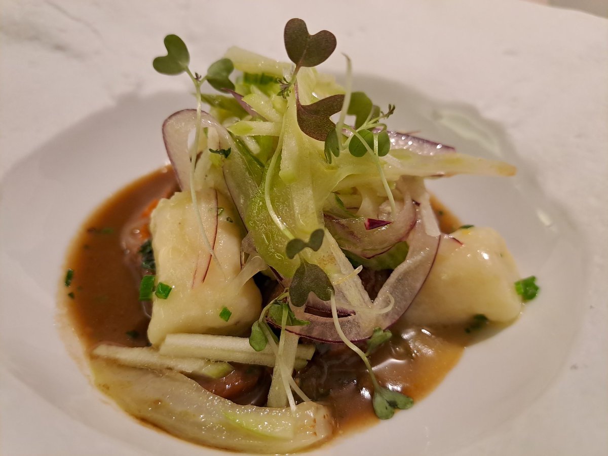 CliffordRobots's tweet photo. Chef Drikus Brink and team hitting it out of the park this evening @Vergenoegd #ClarasBarn. Pretty dishes powered by intense flavour. https://t.co/dWmCk3Y6MW