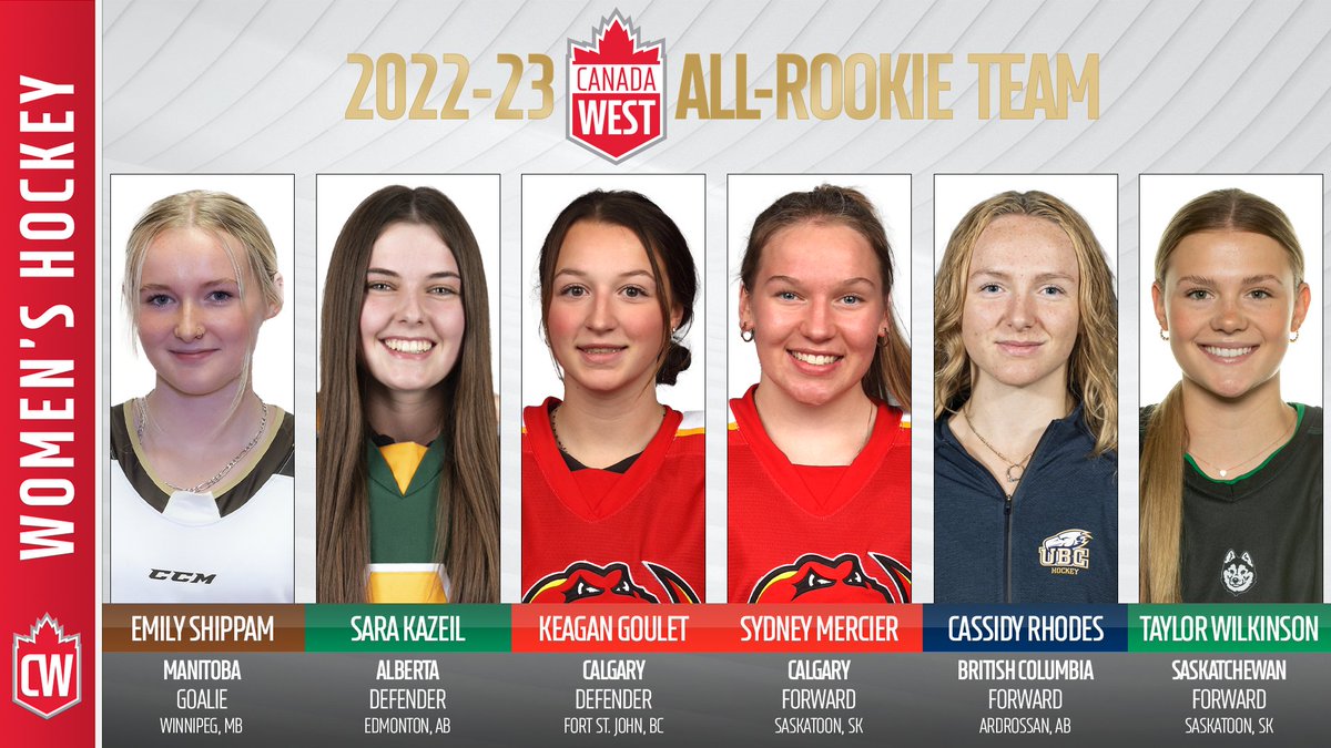 CanadaWest's tweet photo. 📢 Announcing...

✨ Your 2022-23 CW Women's Hockey All Stars!

👉 https://t.co/dyoHvSFwCq

@ubctbirds | @BearsandPandas | @UCDinos | @MRUCougars | @HuskieAthletics | @TWUSpartans | @umbisons https://t.co/qEsdRkIiUY