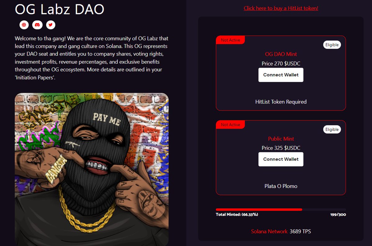 og_labz's tweet photo. Almost 2/3's of our DAO collection is minted out!!
Don't miss your chance to get into #OGLabz Early!
The value we are adding to these is unreal!! #Solana
Mint Link: https://t.co/QotLDAhAZv https://t.co/e3r9StHVWb