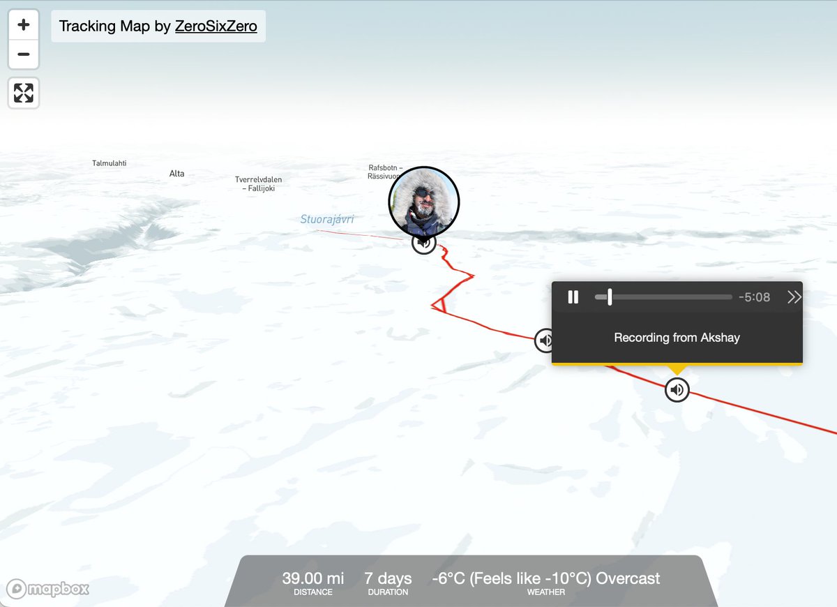 Follow @fearvanalife's epic Arctic training 🥶 with our latest ZeroSixZero tracking map. We're on a mission to build the best adventure maps on the planet with @Mapbox, inspired by explorers like Akshay. #BuiltWithMapbox #Arctic