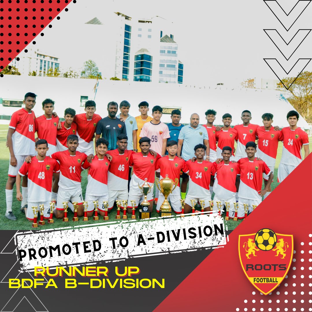In our second year, the B-Division team comprising primarily of Under-18 academy players finished Runnerup in BDFA B-Division League championships and earned promotion to A-Division. 
#goroots #bangalorefootball #RFSBCFC #BDFALeague #runnerup #under18 #indianfootball # rootsfc