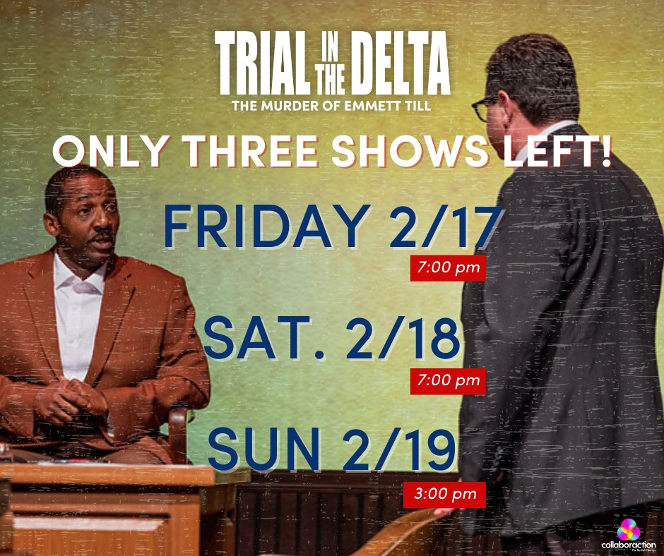 Trial In The Delta MUST CLOSE Feb. 19th! Don't wait to catch this world premiere called, "a gift" by <a href="/Chicago_Reader/">Chicago Reader</a> 

🎟️:ci.ovationtix.com/35747/producti…