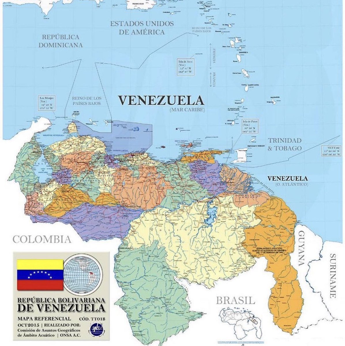 RodulfoPerezVen's tweet photo. El mapa de la República Bolivariana de Venezuela
#ElEsequivoEsDeVenezuela https://t.co/0i1m8le32i