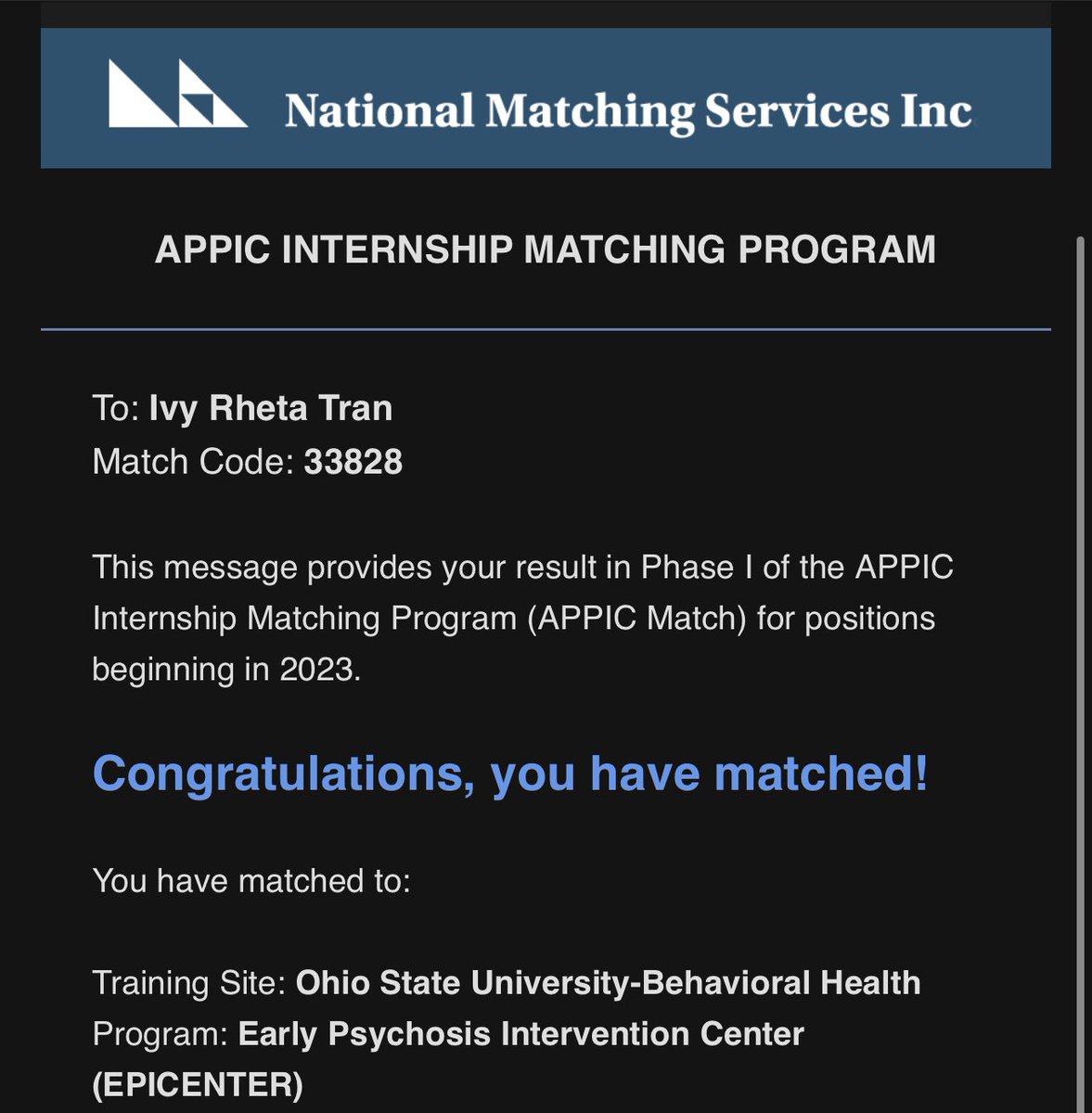 Ivy Tran (@ivytran_17) on Twitter photo she’s baaaack! so excited to have matched with <a href="/OhioState/">Ohio State</a> for internship next year and to return to my home state! O-H! she’s baaaack! so excited to have matched with <a href="/OhioState/">Ohio State</a> for internship next year and to return to my home state! O-H!