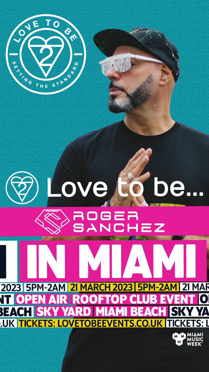 Love to be... (@lovetobeevents) on Twitter photo The one & only <a href="/djrogersanchez/">Roger Sanchez</a> headlines our hugely anticipated event at @skyyardmiamibeach! 🔥 🎶 🌆
Joining Roger are <a href="/trimtonemusic/">Trimtone</a>, @ianthauer, @bfinx, <a href="/samvandammeiam/">Sam Crowley</a>, @jeffjeffersondf, @freakthedisco & DJ Flashdrive! 💃 Tickets here ➡️ bit.ly/LTBMiami The one & only <a href="/djrogersanchez/">Roger Sanchez</a> headlines our hugely anticipated event at @skyyardmiamibeach! 🔥 🎶 🌆
Joining Roger are <a href="/trimtonemusic/">Trimtone</a>, @ianthauer, @bfinx, <a href="/samvandammeiam/">Sam Crowley</a>, @jeffjeffersondf, @freakthedisco & DJ Flashdrive! 💃 Tickets here ➡️ bit.ly/LTBMiami
