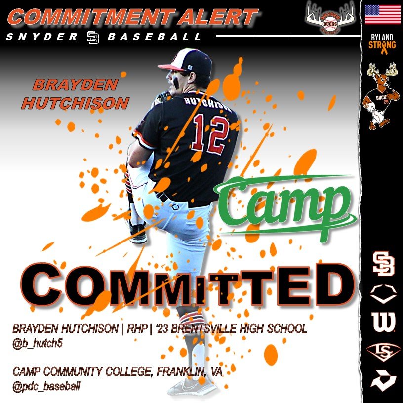 COMMITMENT ALERT!!!
Congratulations to '23 RHP Brayden Hutchison <a href="/b_hutch5/">Brayden</a> @BaseballBDHS on his commitment to play baseball at the next level at Camp Community College <a href="/pdc_baseball/">Camp Baseball</a>. We are very happy for you and wish you the best of luck on the bump.
🦌⚾️📚⚾️🦌