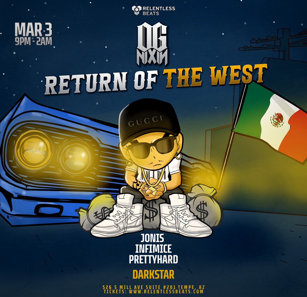 🔥CONTEST! <a href="/jonissounds/">JONIS</a>, Infimice, + <a href="/PRETTYHARDMUSIC/">.⋅˚₊‧ PRETTYHARD ‧₊˚ ⋅</a> are joining the roster with <a href="/ognixinmusic/">OG NIXIN 🥷</a> as he dominates Darkstar for the FIRST NIGHT of his tour 😤 Wanna win 2 GA tix?!

1. RT
2. Tag a friend + comment ‘TWO WEEKS AWAY’
3. Must follow <a href="/RelentlessBeats/">Relentless Beats</a>