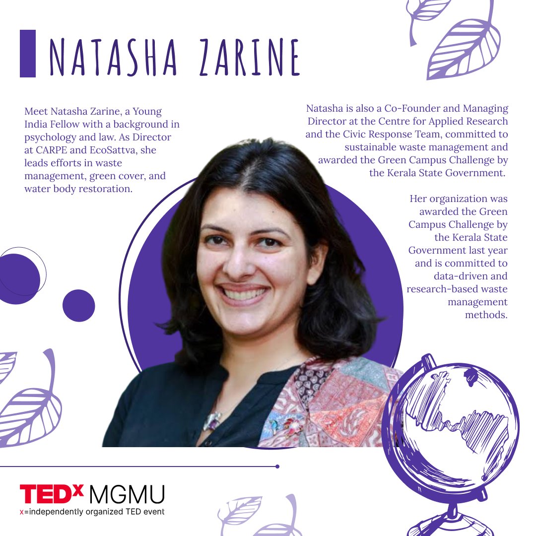 tedxmgmu's tweet photo. "Building a Better World: The Power of Evidence-Driven Solutions, Inspiring
Action, Driving Positive Change."
Introducing Our Ninth* Inspiring Speaker,
Natasha Zarine
.
#tedxmgmu #speaker #mgmuniversity  #jnec #inspiration #ideas #motivation #water #green #ideasworthspreading https://t.co/yudWKbB9WX
