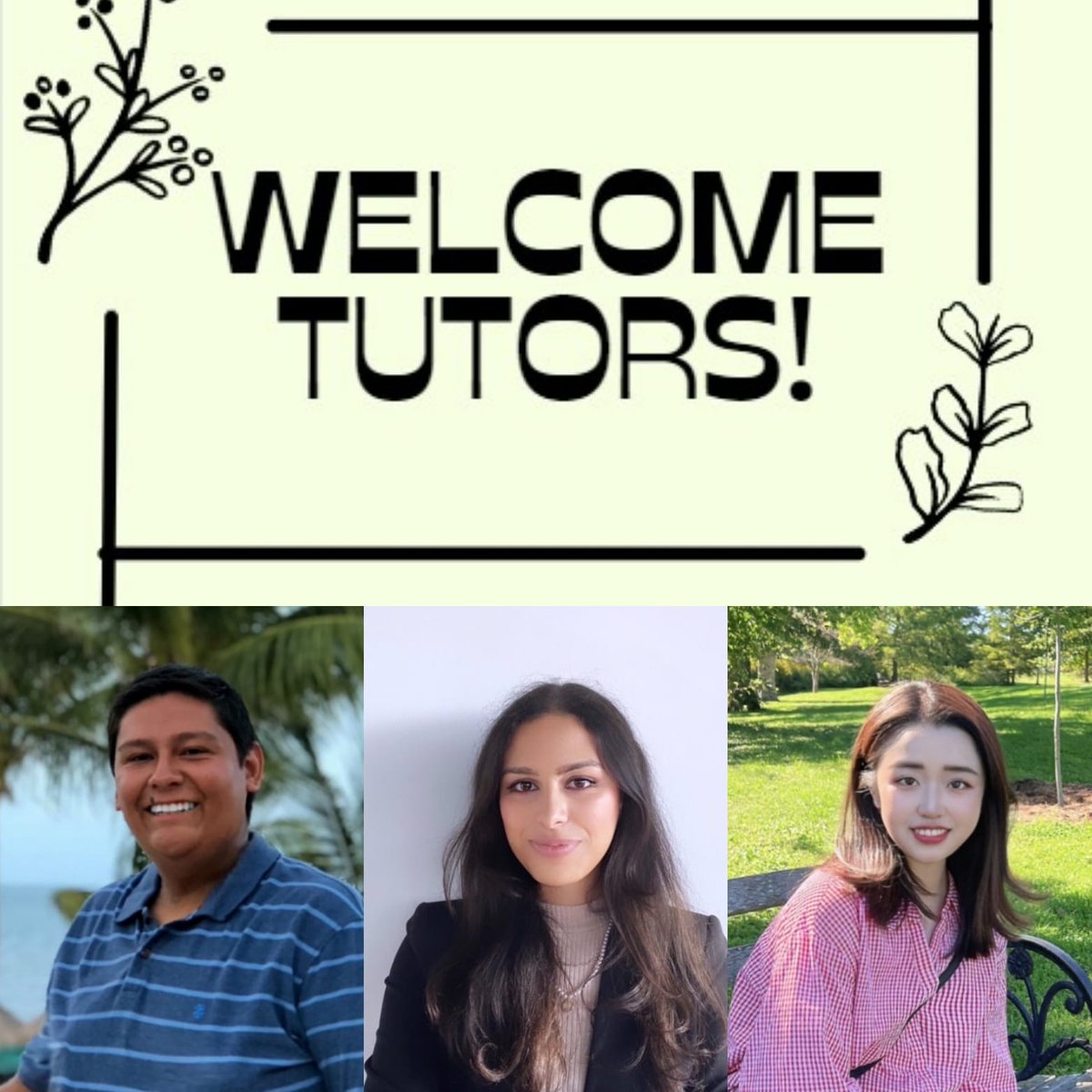 🙌Let's welcome Michael, Sana and Tingting to the LRC team!
🇨🇵Sana and Michael are French tutors.
🇨🇳Tingting is our new Chinese tutor. 
You can see them for conversation practice and help with your homework and projects!
📚Don't forget to book your appointments!