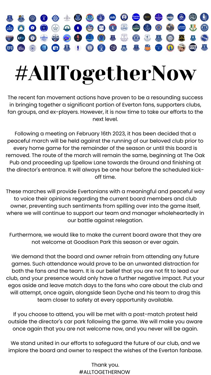 #AllTogetherNow 

<a href="/Everton/">Everton</a> <a href="/SkySportsNews/">Sky Sports News</a> <a href="/btsport/">TNT Sports</a> <a href="/BBCSport/">BBC Sport</a> <a href="/TheAthletic/">The Athletic</a> <a href="/LivEchoEFC/">Everton FC News</a>  <a href="/talkSPORT/">talkSPORT</a>