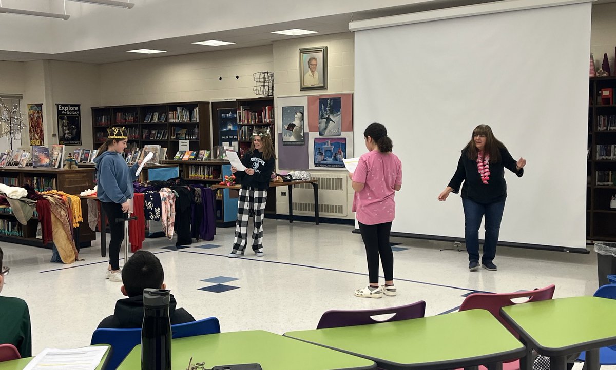 LibraryMESMS's tweet image. So much fun today with Mrs. DeNault’s 6th graders - they performed Greek Mythology plays and did a wonderful job!